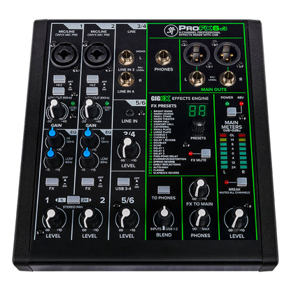 Mackie ProFXv3 Series, 6-Channel Professional Effects Mixer with USB, Onyx Mic Preamps and GigFX effects engine - Unpowered (ProFX6v3)