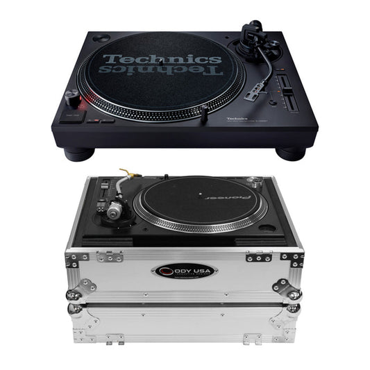 Technics SL-1200MK7 + Odyssey FZ1200WT Turntable Flight Case White