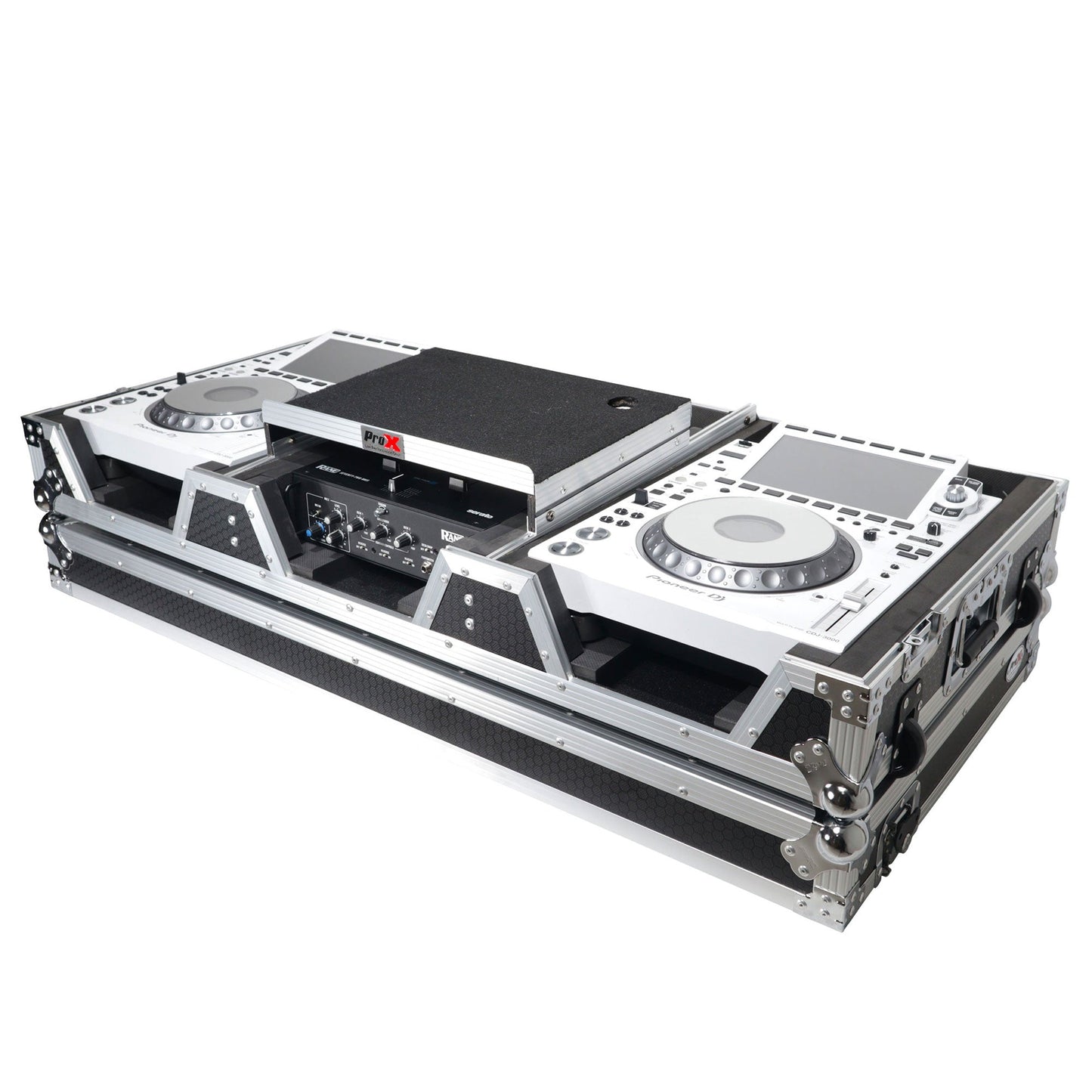 ProX XS-CDM3000WLT DJ Coffin Flight Case for Pioneer Mixer DJM-900NXS2 and 2x CDJ-3000 with Wheels and Laptop Shelf