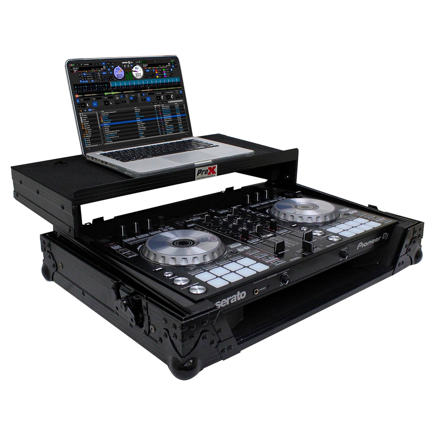 ProX Flight Case for Pioneer DDJ-SR2 Controller with Laptop Shelf and LED Kit (Black-on-Black) (Open Box)