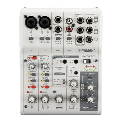Yamaha AG06MK2 6-Channel Mixer and USB Audio Interface (White)