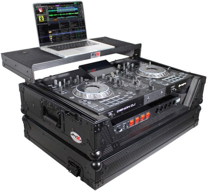 ProX XS-PRIME2 LTBL Flight Case for Denon Prime 2 Standalone DJ System with Sliding Laptop Shelf - Black on Black Design