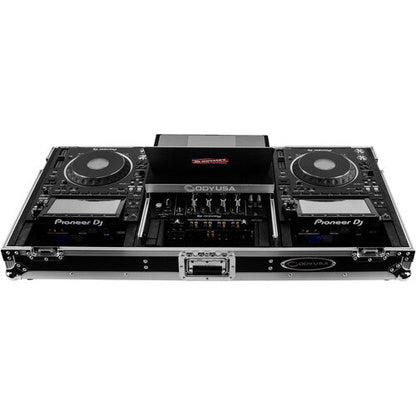 Odyssey Extra-Deep Coffin Flight Case with Glide Platform for 12" DJ Mixer and Two Large-Format Media Players (Black and Silver)