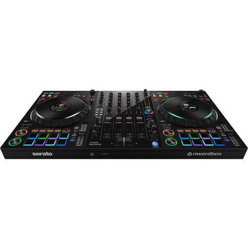 Pioneer DJ DDJ-FLX10 + Odyssey 810GSFLX101UM2 I-Board 1U Flight Case with Glide Style Laptop Platform and Wheels