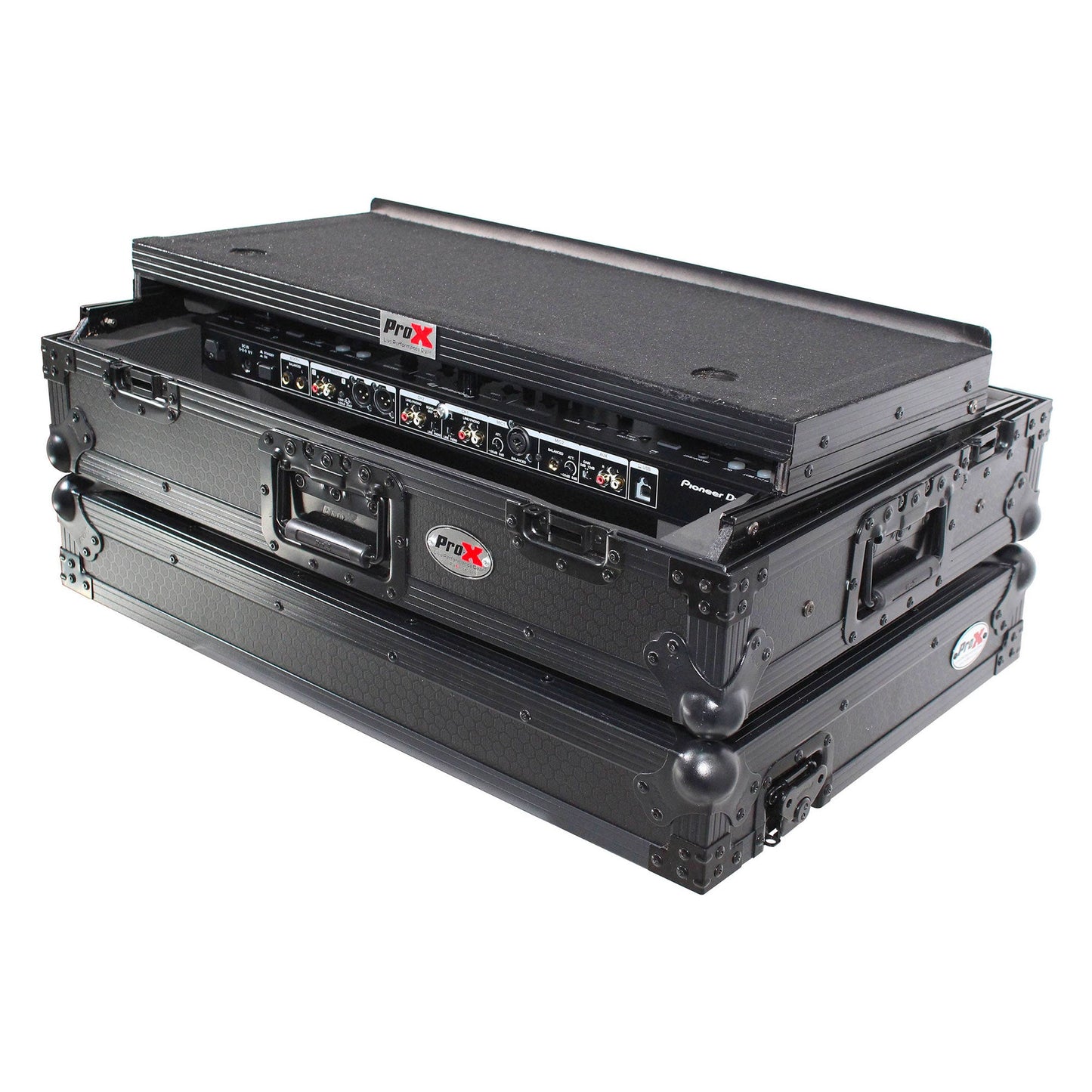 ProX XS-DDJ800 WLTBL Flight Case with 1 RU Rackspace and Wheels for Pioneer DJ DDJ-800 (Black on Black)