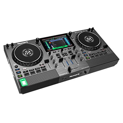 Numark Mixstream Pro Go - Standalone DJ Controller with Battery, DJ Mixer, Speakers, Amazon Music Unlimited, WiFi, Touchscreen, Works with Serato DJ (Open Box)