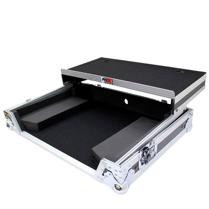 ProX Flight Case for Pioneer DDJ-SR2 Controller with Laptop Shelf and LED Kit (Silver-on-Black)