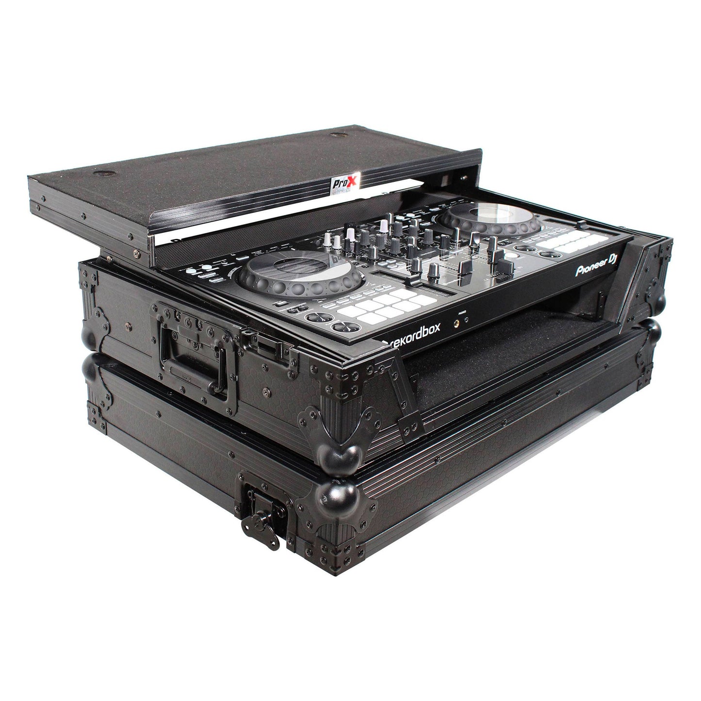 ProX XS-DDJ800 WLTBL Flight Case with 1 RU Rackspace and Wheels for Pioneer DJ DDJ-800 (Black on Black)