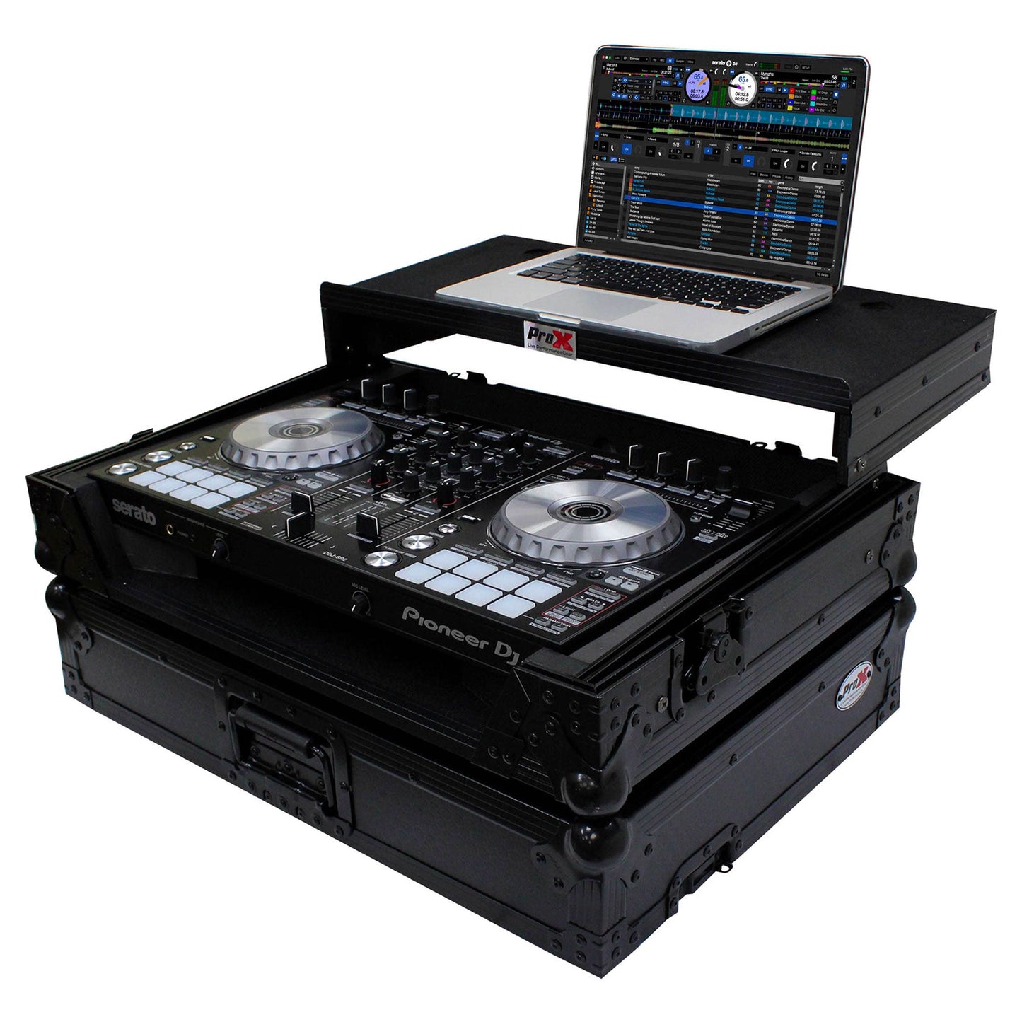 ProX Flight Case for Pioneer DDJ-SR2 Controller with Laptop Shelf and LED Kit (Black-on-Black) (Open Box)