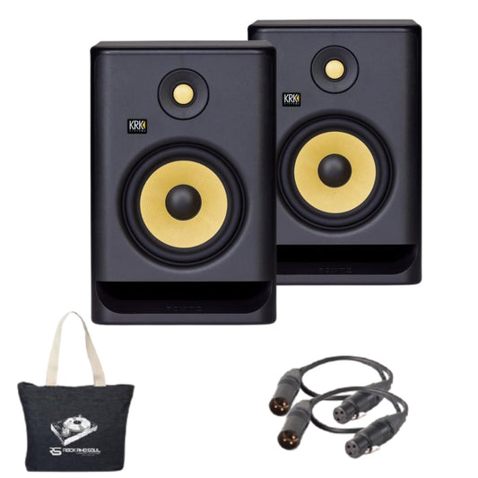 KRK ROKIT 7 G4 6.5" 2-Way Active Studio Monitor (Pair) + Tote + XLR Cables Bundle