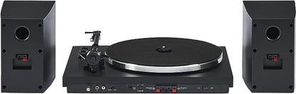 Crosley T150C-BK 2-Speed Bluetooth Turntable Record Player System with Weighted Tone Arm and Stereo Speakers, Black (Open Box)