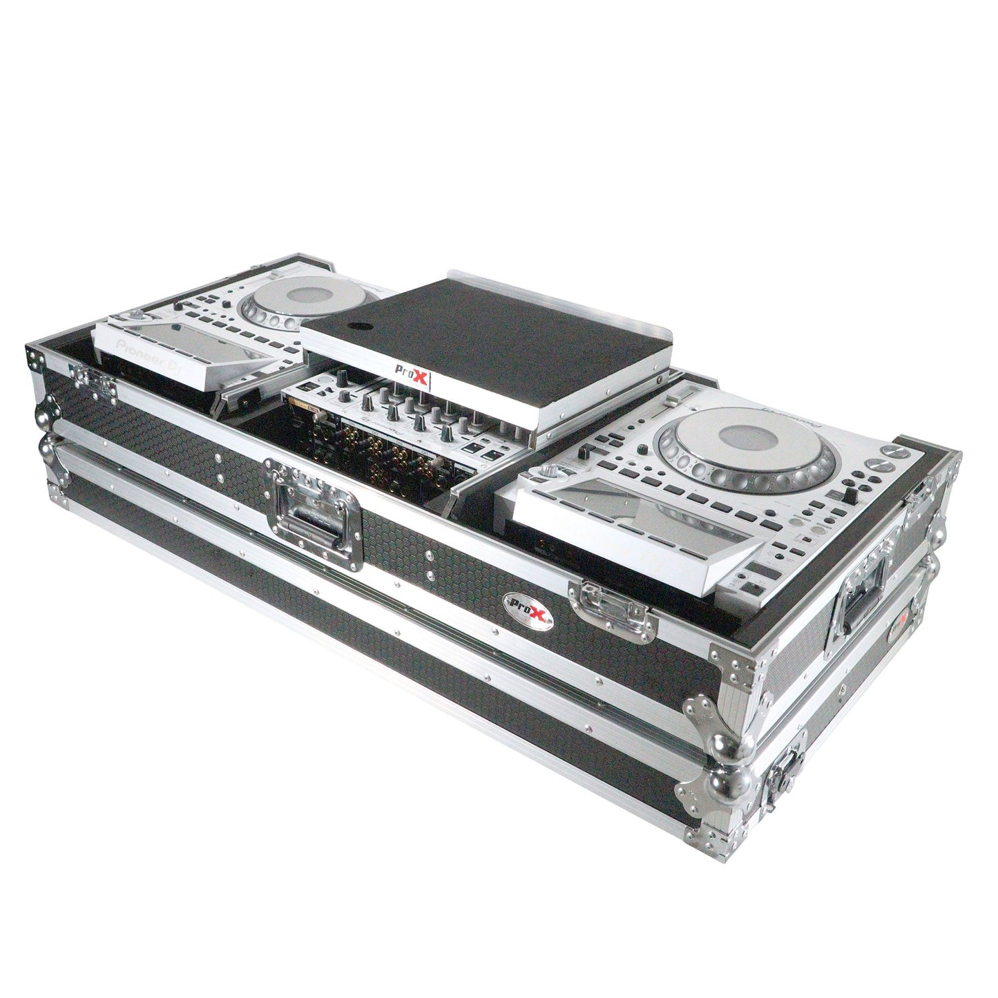 ProX XS-CDM3000WLT DJ Coffin Flight Case for Pioneer Mixer DJM-900NXS2 and 2x CDJ-3000 with Wheels and Laptop Shelf