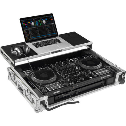 Odyssey DDJ-FLX10 Flight Case with Glide-Style Laptop Platform and Corner Wheels (Black/Silver) (Open Box)
