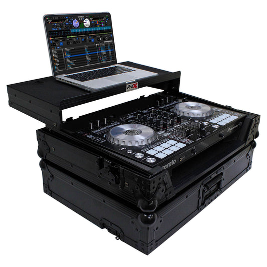 ProX Flight Case for Pioneer DDJ-SR2 Controller with Laptop Shelf and LED Kit (Black-on-Black) (Open Box)