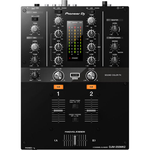 Pioneer DJ DJM-250MK2 2-channel Scratch Mixer with Rekordbox DVS + Decksaver Dust Cover