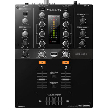 Pioneer DJ DJM-250MK2 2-channel Scratch Mixer with Rekordbox DVS + Decksaver Dust Cover