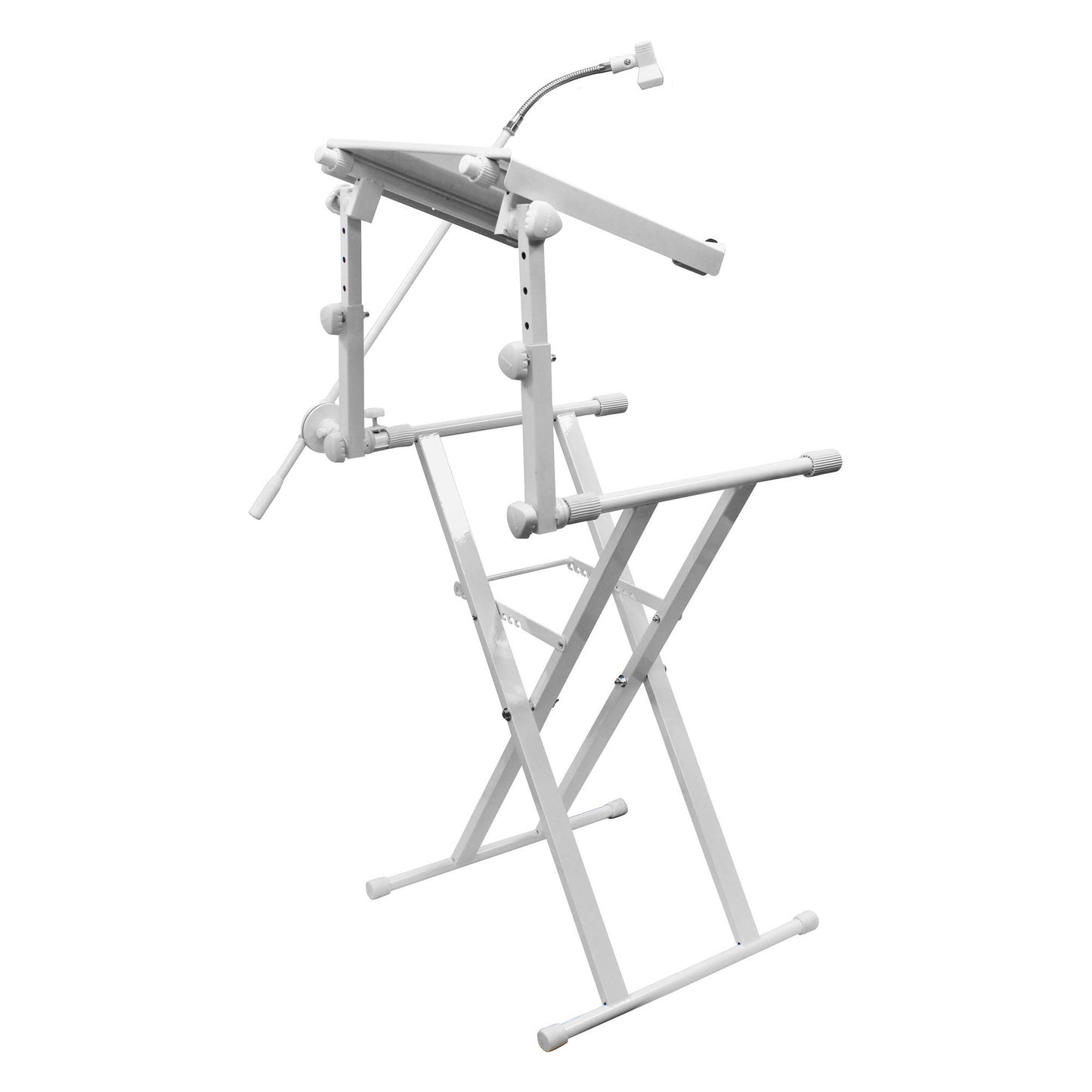 Odyssey Innovative Designs X-Stand Combo Dual-Tier Heavy-Duty Folding Stand with Microphone Boom & Laptop/Gear Shelf (white) (Open Box)