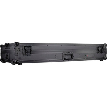 Odyssey Black Low-Profile DJ Coffin with Wheels and Glide Platform for 12" Mixer and Two Turntables