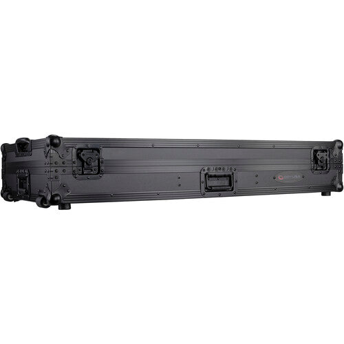 Odyssey Black Low-Profile DJ Coffin with Wheels and Glide Platform for 12" Mixer and Two Turntables