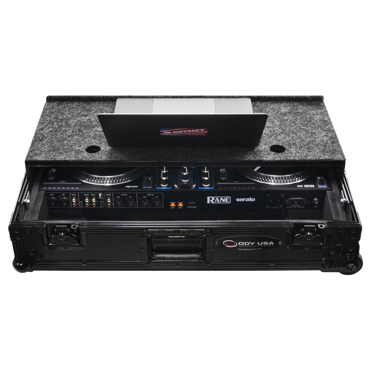 Odyssey Rane One Flight Case in Black with Patented Glide Platform and Corner Wheels (Open Box)