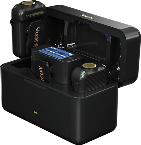 iCON Pro Audio AirMic Pro (2 TX + 1 RX + Charging Case) Wireless Lavalier Microphone (Black)