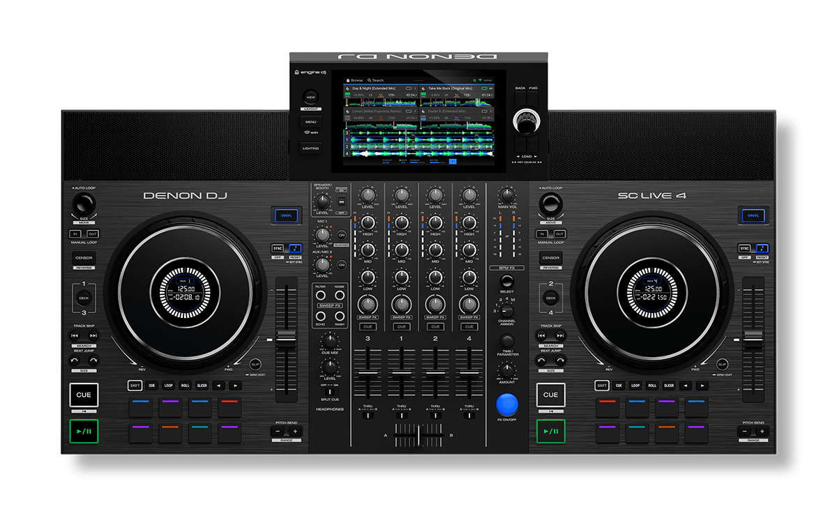 Denon DJ SC Live 4-Standalone Controller, 4-Channel Mixer, Amazon Music Unlimited Streaming, Wi-Fi, Speakers, Serato DJ & Virtual DJ Compatible (Open Box)