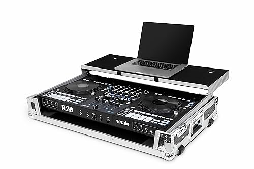 Headliner Flight Case with Laptop Platform and Wheels for RANE DJ FOUR and DJ PERFORMER (Silver/Black)