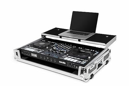 Headliner Flight Case with Laptop Platform and Wheels for RANE DJ FOUR and DJ PERFORMER (Silver/Black)