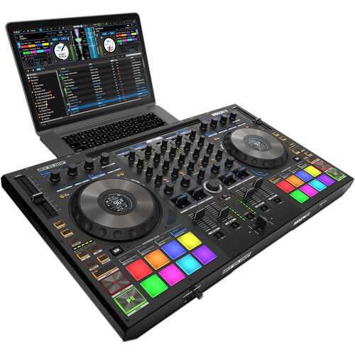 Reloop Mixon 8 Pro 4-Channel Professional Hybrid DJ Controller, Black (Open Box)