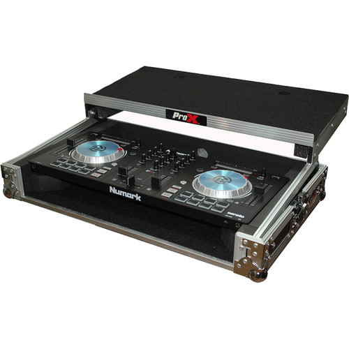 ProX Flight Case with Shelf for Numark Controller (Silver on Black)